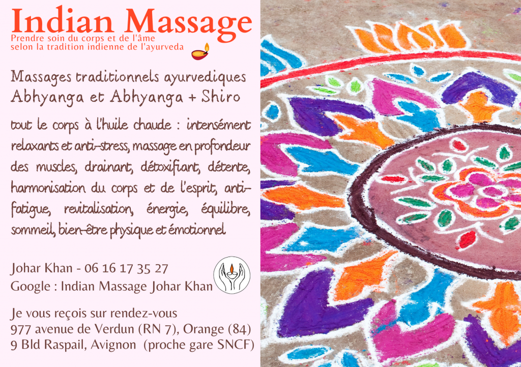 Massages ayurvédiques indiens abhyanga et shiro abhyanga sur Orange (84) et Avignon